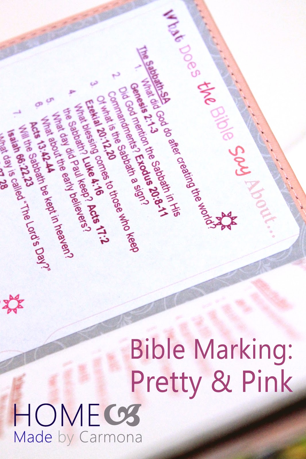 Bible Marking Sheets Home Made by Carmona