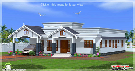 4 bedroom single floor Kerala house - side view