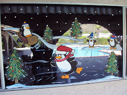 christmas windows window painting winter wonderland paint painted holiday display decorations scene penguin xmas olaf diy party penguins decor fun