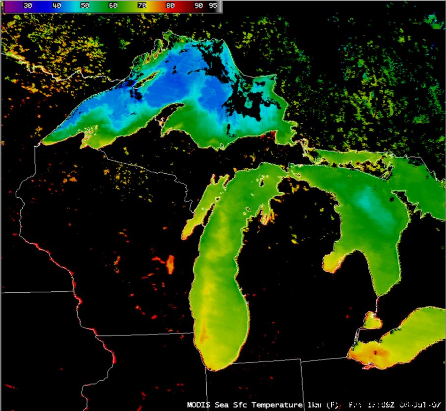 Great Lakes water temperatures « CIMSS Satellite Blog