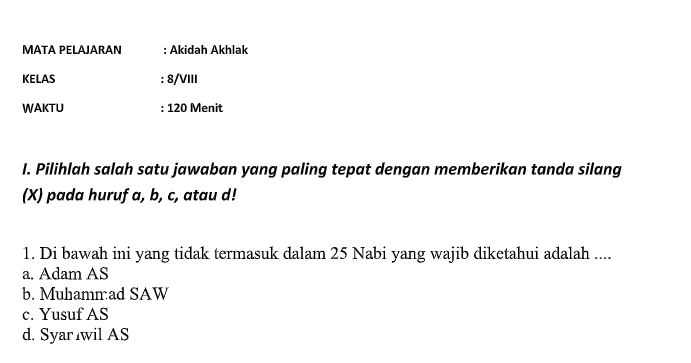 Kumpulan Soal Usbn Aqidah Akhlak Mts Dan Kunci Jawaban. Doc Belajar Saja Kumpulan Soal Usbn Aqidah Akhlak Mts Dan Kunci Jawaban. Doc Belajar Saja