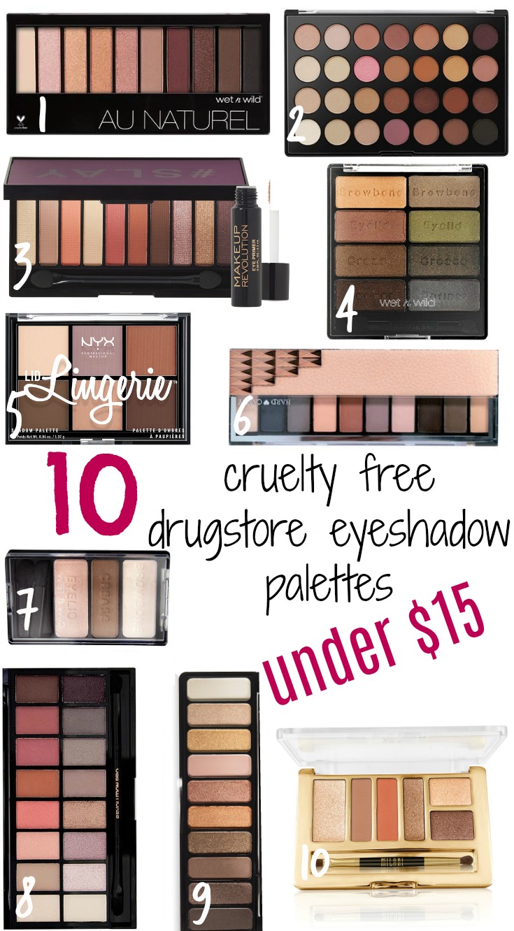 CRUELTY FREE DRUGSTORE EYESHADOW PALETTES UNDER 15