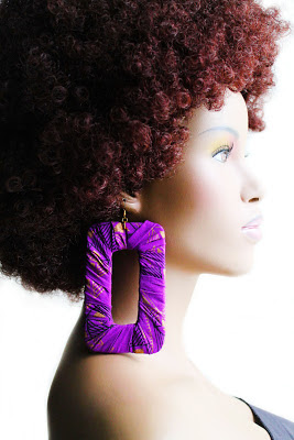 large purple african fabric hoop earrings
