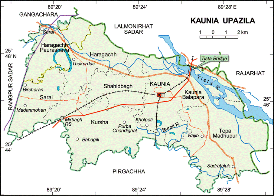 Kaunia Upazila Map Rangpur District Bangladesh