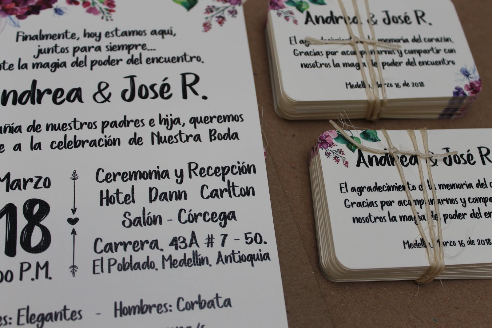 Invitación Matrimonio Flores Acuarela