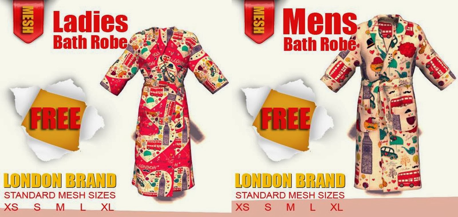 London City Free Mesh Bath Robes from London Brand