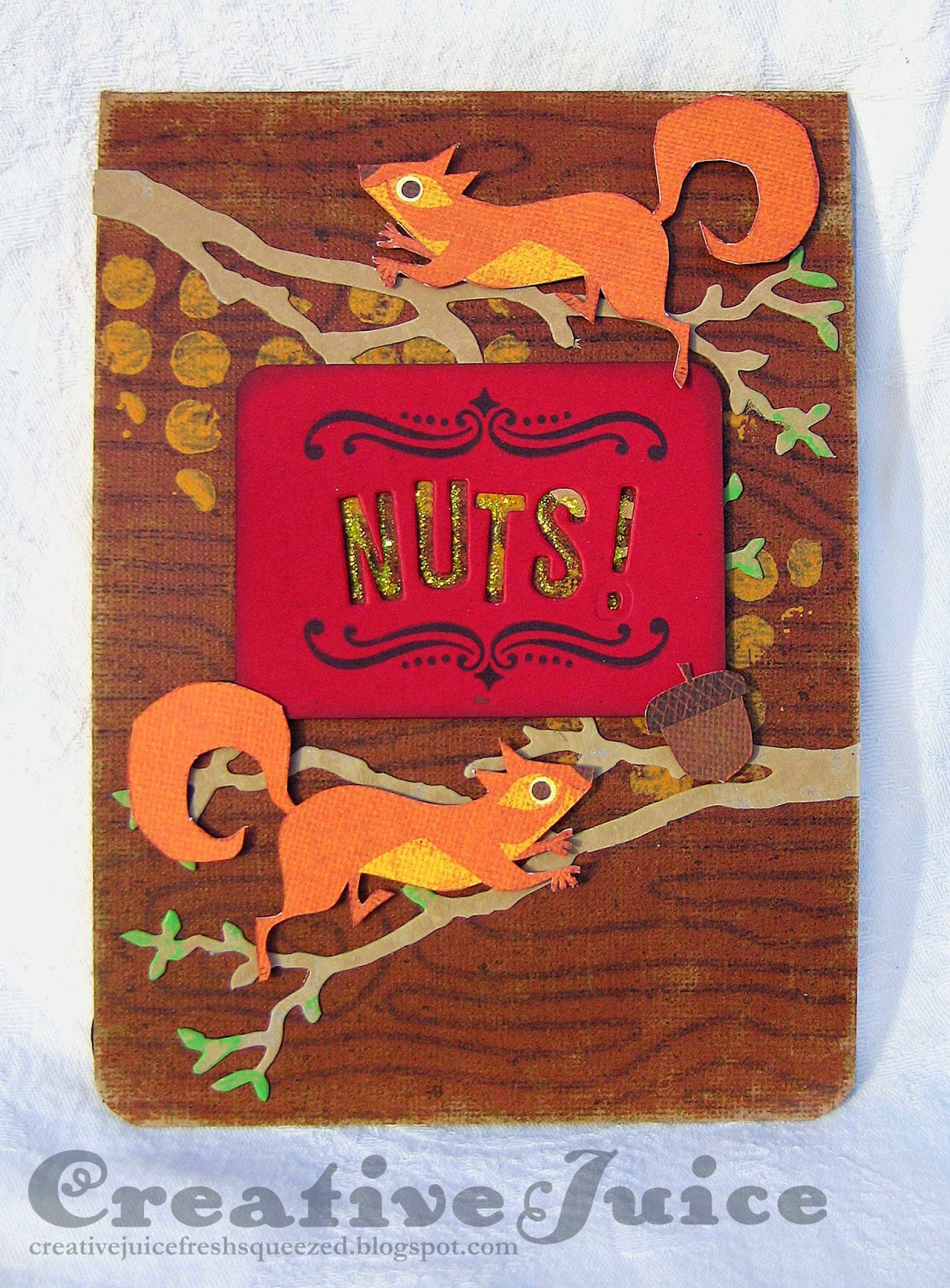 Elizabeth Craft Designs, Karen Burniston Lucy Label card for Squirrel Appreciation Day