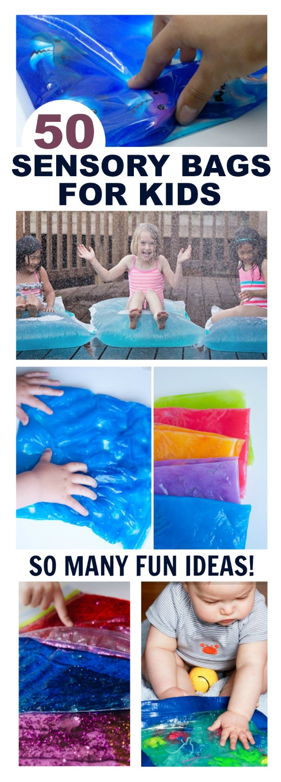 50 MUST-TRY SENSORY BAGS FOR KIDS!  So many awesome ideas!  I can't wait for Summer now!