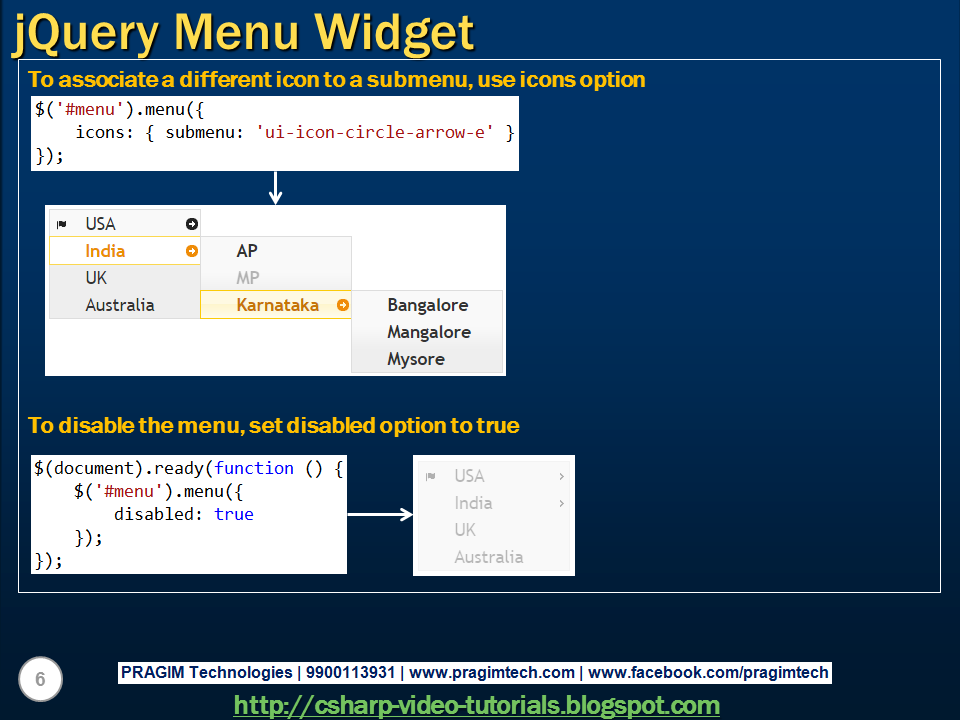 Sql server, .net and c# video tutorial: jquery menu widget