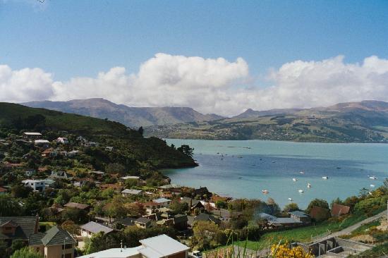 our view from the bach over Akaroa