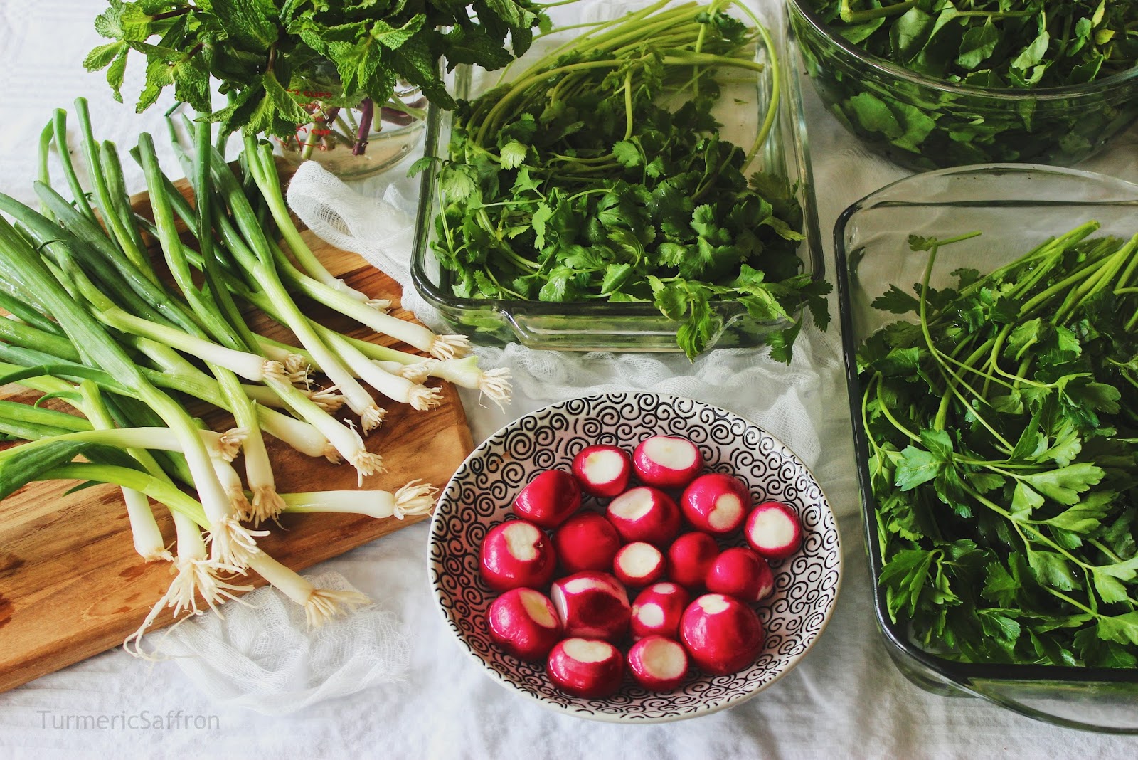 Turmeric & Saffron Sabzi Khordan Persian Assortment of Fresh Herbs