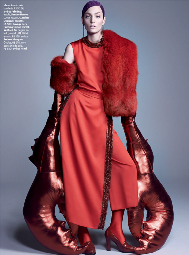 Vivid pink fashion editorial with Zuzanna Bijoch Vogue Brasil February 2014