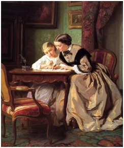 The Lesson by Jules Trayer, 1861.