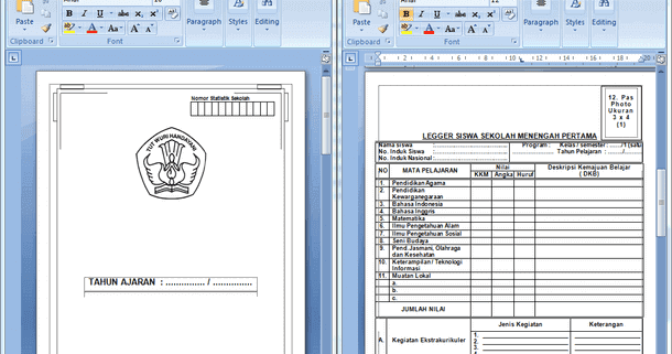 Buku Legger Siswa Sd Mi Smp Mts Sma Ma Smk Format Microsoft Word Arsip Berkas Edukasi