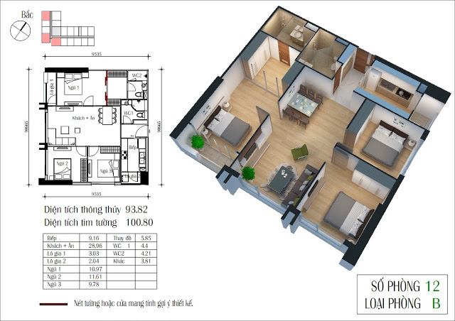 thiet ke can ho B toa Ct3 chung cu eco green city