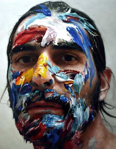 eloy morales pinturas hiper-realistas retratos rostos coloridos tinta