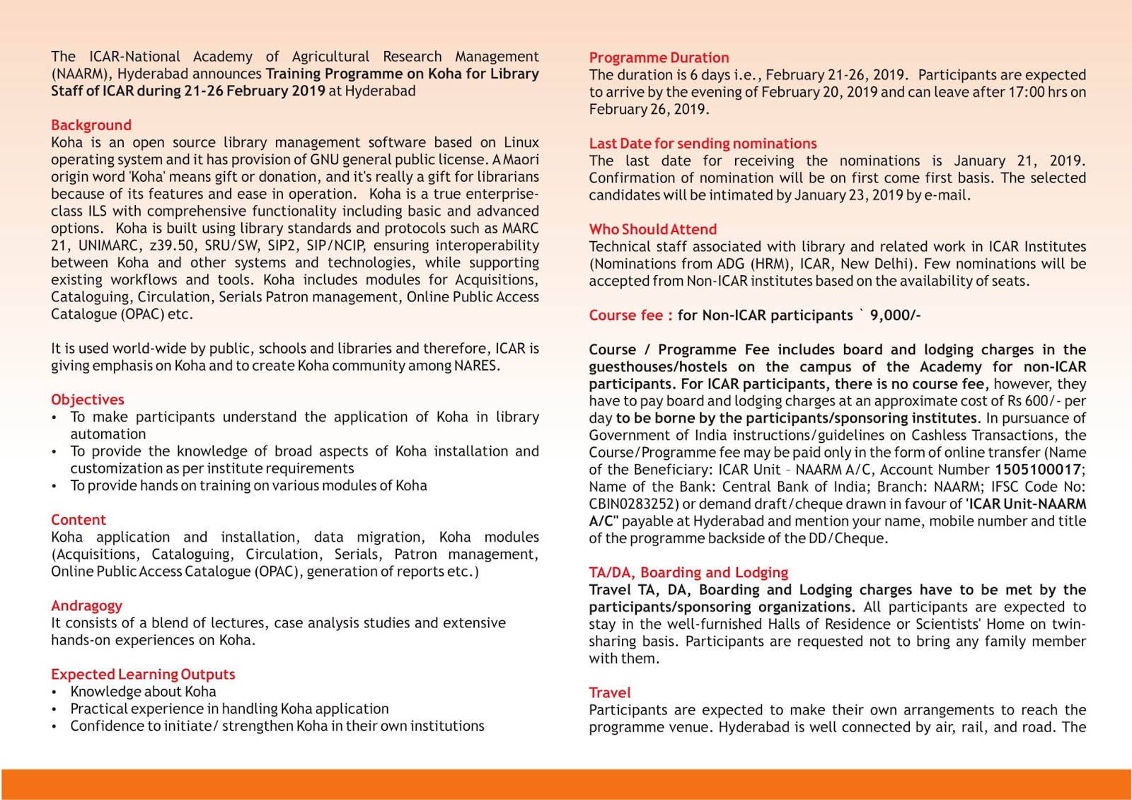 Library Science Professionals Portal Training Programme on KOHA for