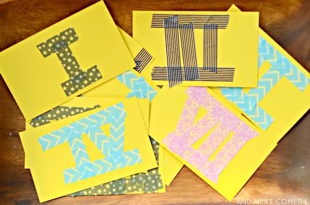 Combine math and art with these kid-made Roman Numerals flashcards - a perfect way to work on fine motor skills while practicing math! from And Next Comes L