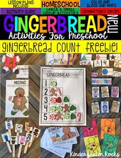 Gingerbread Man Activities, Centers and Crafts.  The boys and girls will learn important math, literacy and book comprehension concepts, strategies and skills through book centered lessons and activities.  Check out our blog post for more ideas and freebies!