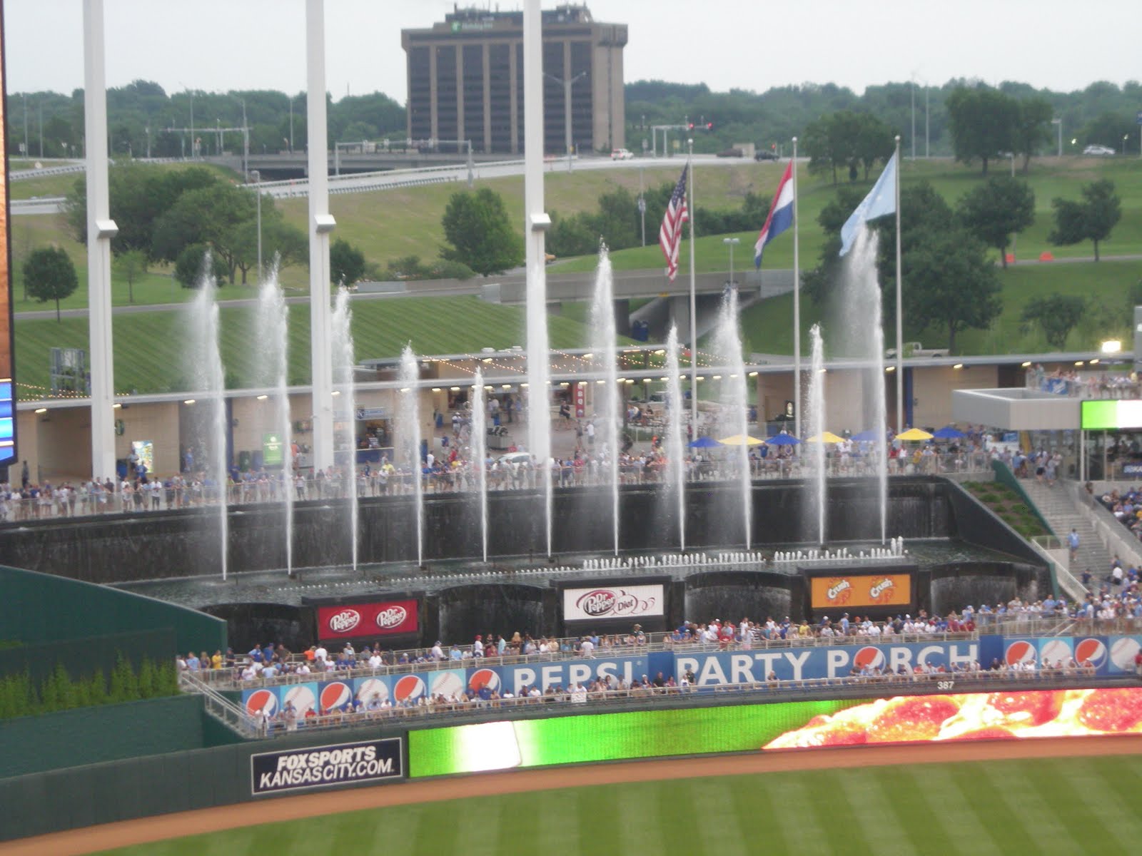 Cutting Coupons in KC Kansas City Tour of Fountains Kauffman Stadium