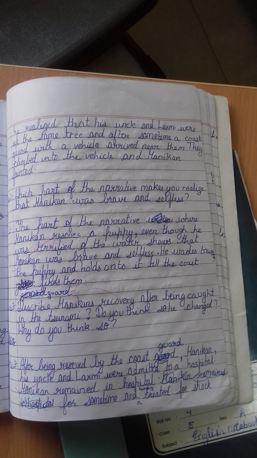 English notebook and workbook