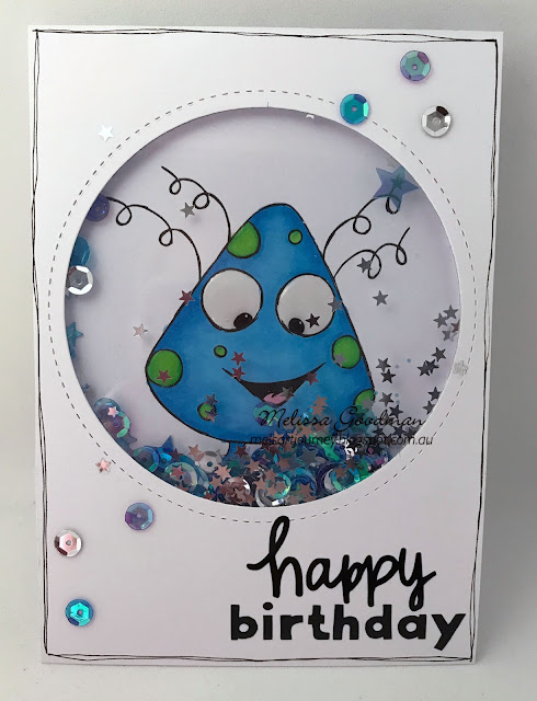 Birthday card using monster digital stamp