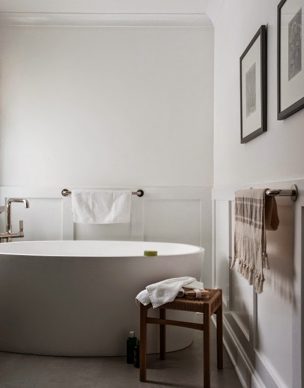 Different design bathroom without walls and floor tile