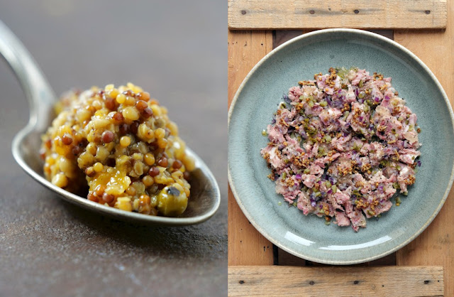 Grober Rotisseur Senf aus dem Kreuznacher Senfwerk zum Schwartenmagen-Salat.