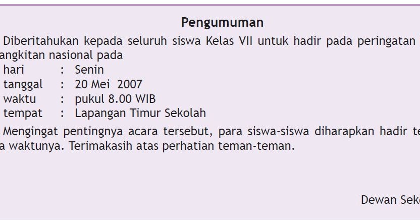 Welcome Contoh Pengumuman Dan Pengetianya