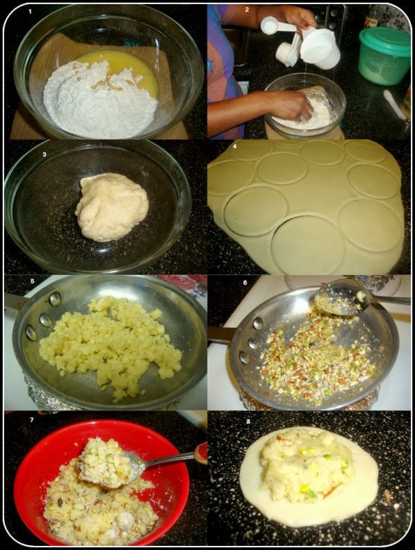 Chandrakala / Chandrakala Gujiya / Chandrakala Recipe / Stuffed Sweet Puffs Recipe