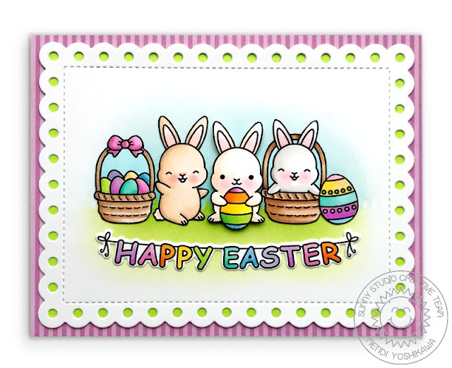 Sunny Studio Stamps: Chubby Bunny Easter Card (using Frilly Frames Polka-Dot dies and Dots & Stripes Pastels Paper)
