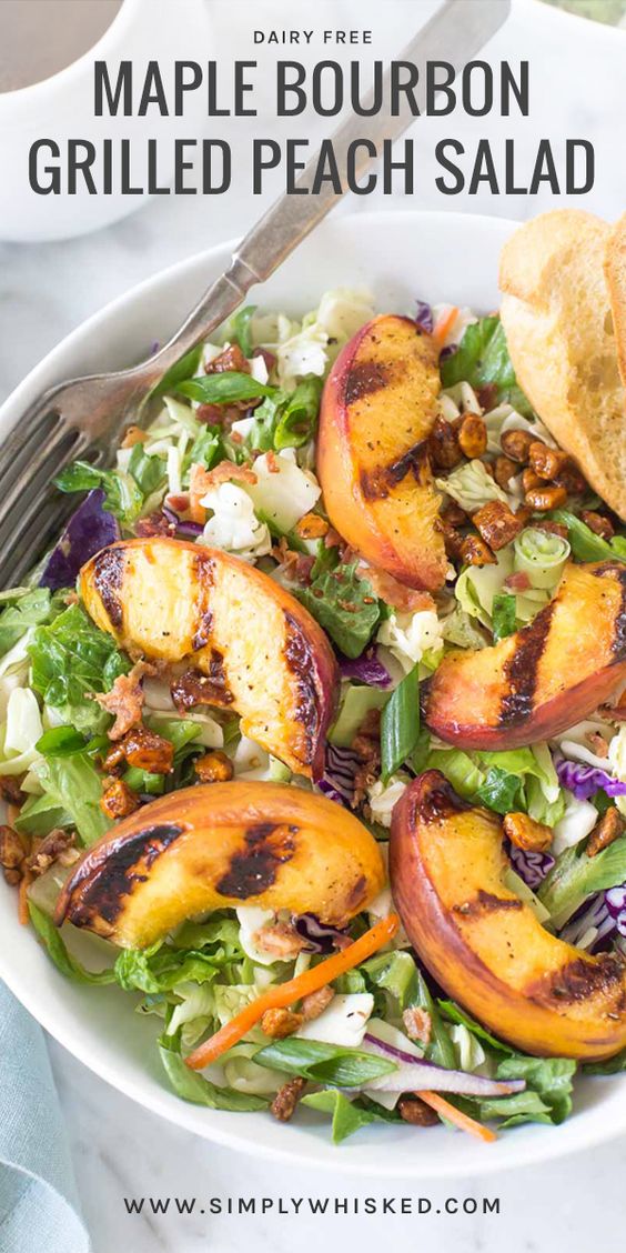 Maple Bourbon Grilled Peach Salad | easy summer side dish, summer salad, peach recipe, easy salad, grilled peaches #peaches #salad #summersides #ad #gotogreens #summerofsides @yourtaylorfams @simplywhisked Maple Bourbon Grilled Peach Salad | easy summer side dish, summer salad, peach recipe, easy salad, grilled peaches #peaches #salad #summersides #ad #gotogreens #summerofsides @yourtaylorfams @simplywhisked