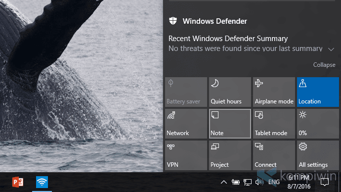 Cara Mengubah Letak/Jumlah Tombol Quick Action di Windows 10 7