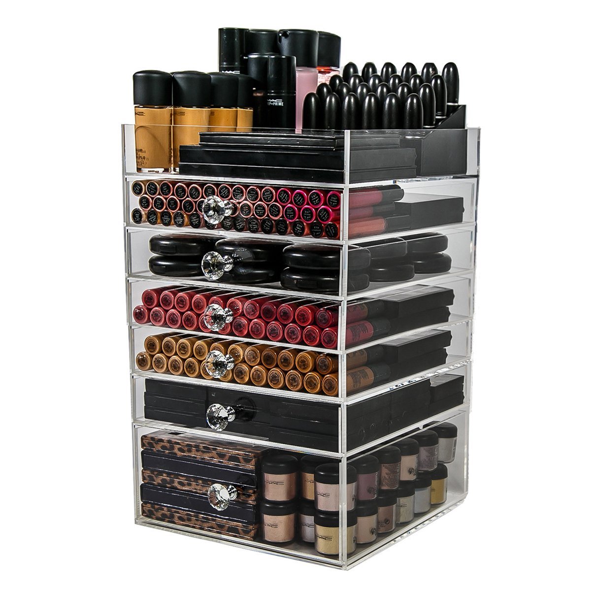 Acrylic Makeup Organizer Cube 6 Drawers Storage Box For Vanity Tables