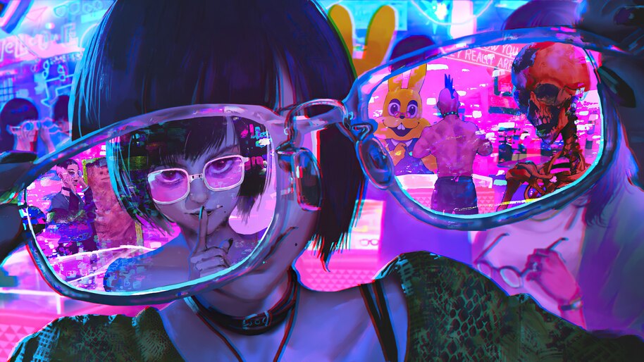 Cyberpunk, Girl, Glasses, Sci-Fi, 4K, #6.1255 Wallpaper iPhone Phone