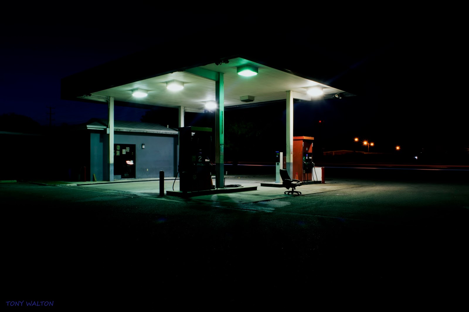 Tony Walton gas station at night photography long exposure cayman islands streetphotography