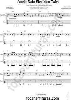  Tablatura para bajo eléctrico Angie The Rolling Stones Tabs bass sheet music
