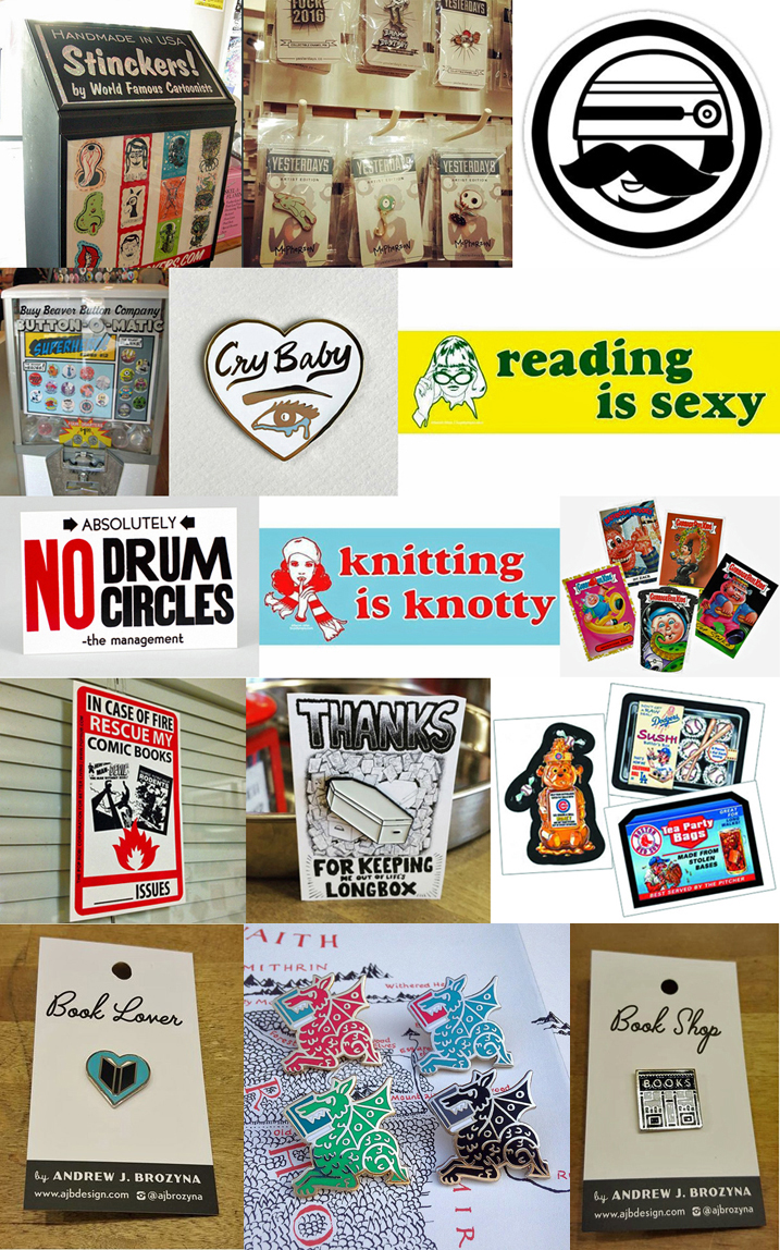 Atomic Books 2016 Best Sellers Pins and Stickers