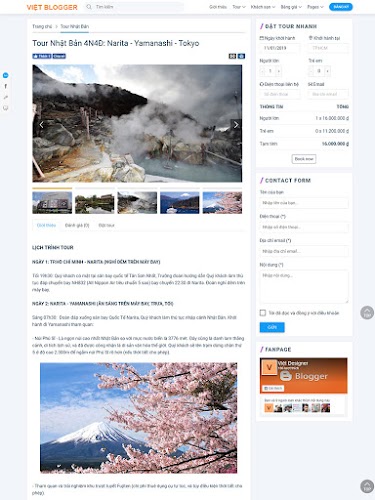 Giao diện đặt tour du lịch online đẹp mẫu số 2