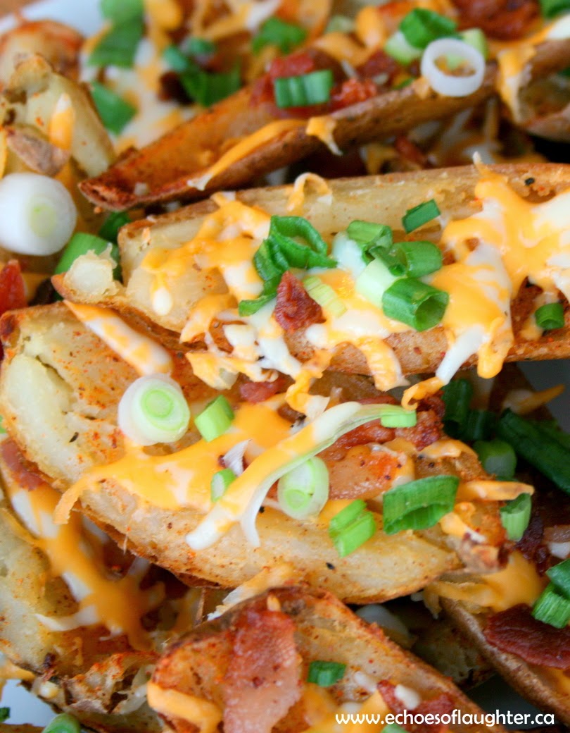 Cajun Potato Skins with Cheese, Bacon & Green Onion - Echoes of Laughter