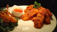 Garnished Thai crispy potato with chilly sauce Food Recipe
