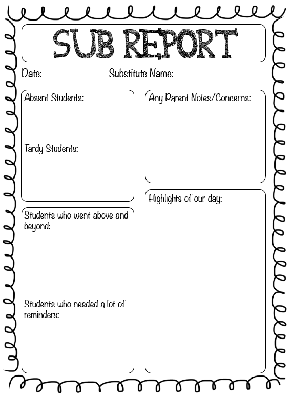 Notes From The Substitute Teacher Template