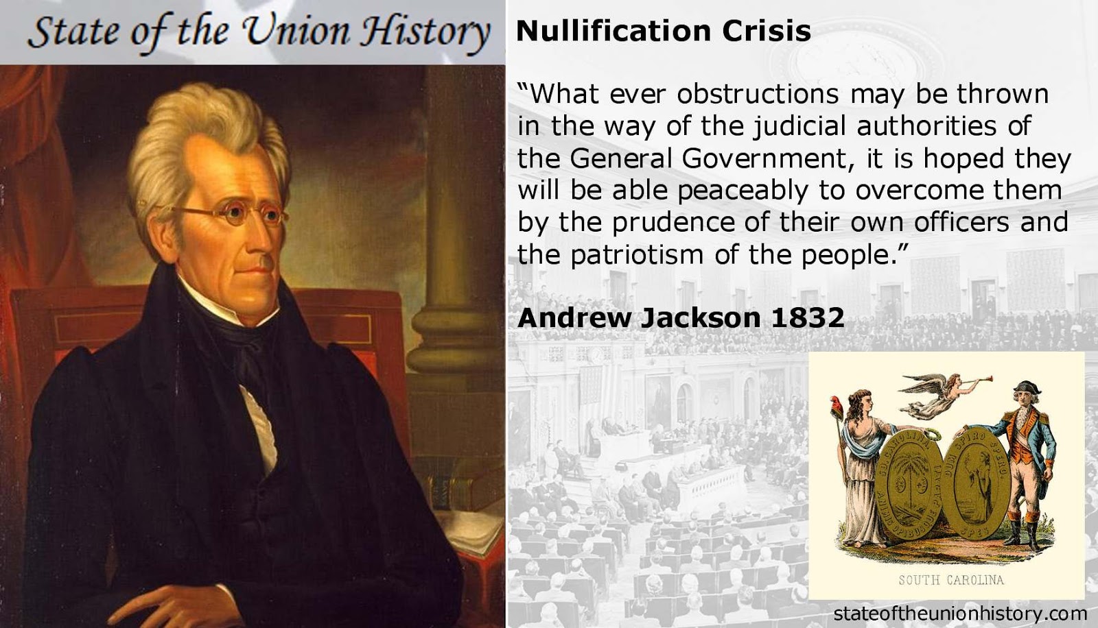 State of the Union History: 1832 Andrew Jackson - Nullification Crisis