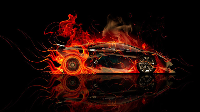 Lamborghini Sesto Elemento Fire Wallpaper