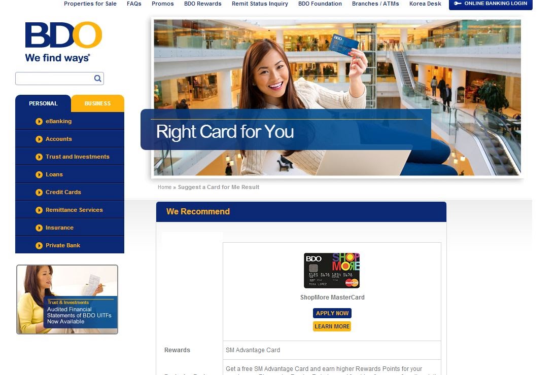 Simple J BDO Credit Card Online Application