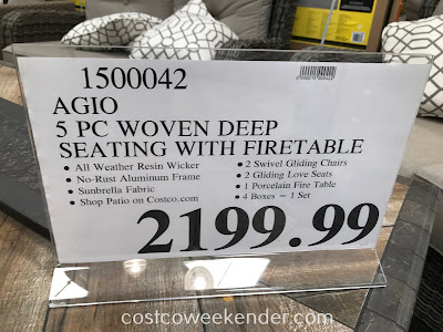 Deal for the Agio 5-piece Woven Deep Seating Set with Fire Table at Costco