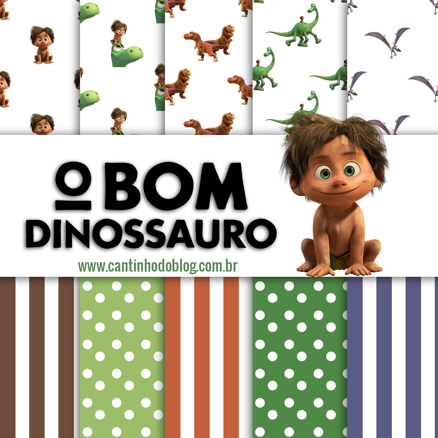 Kit Digital para imprimir dinossauro cute