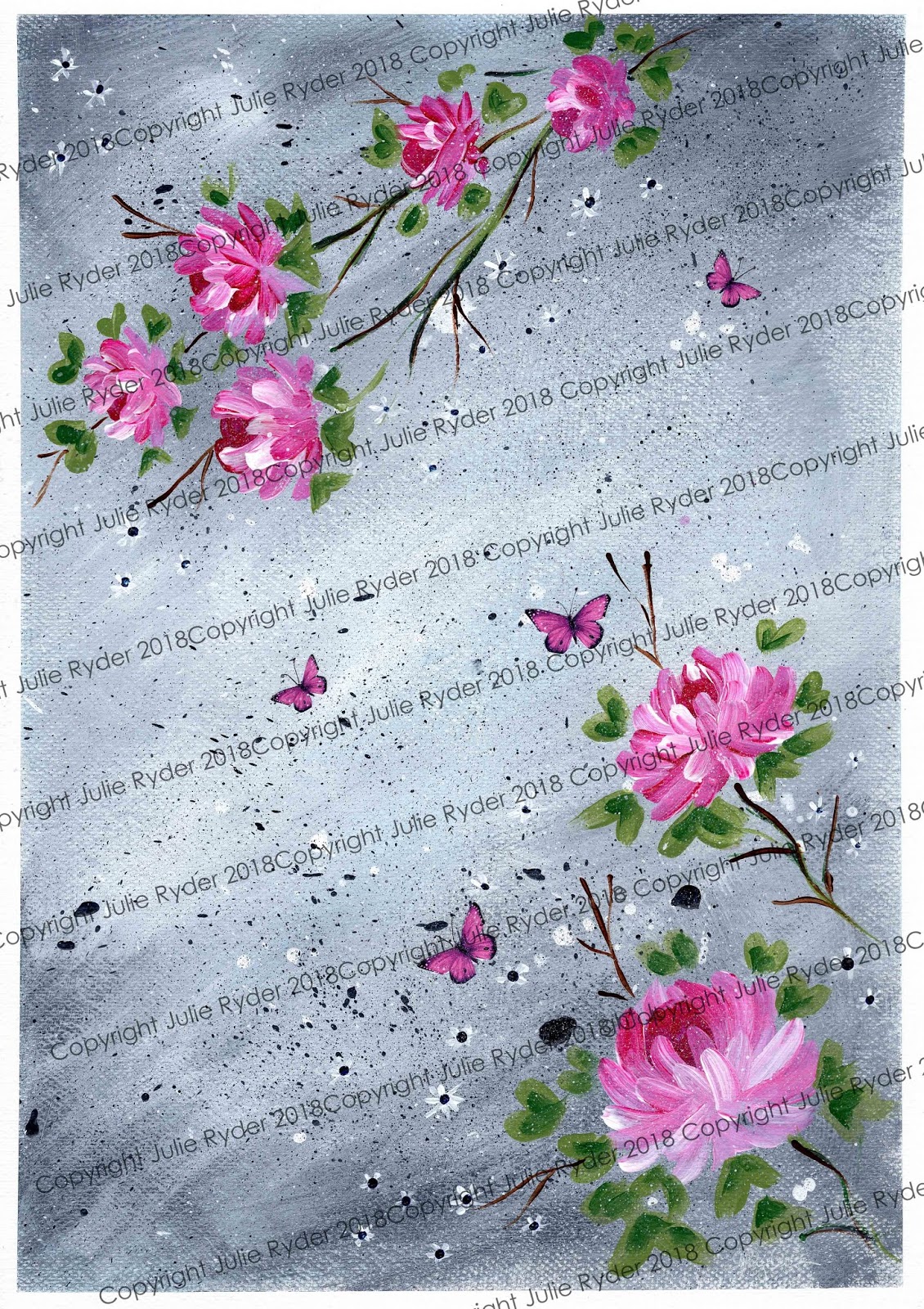 MadeByMe....Julie Ryder Shabby Chic floral abstract acrylic