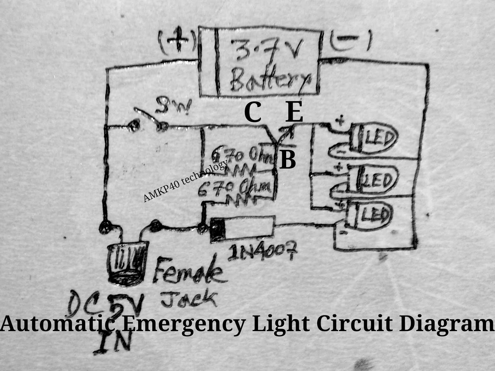 4V or 6V Automatic Emergency Light Circuit Diagram.