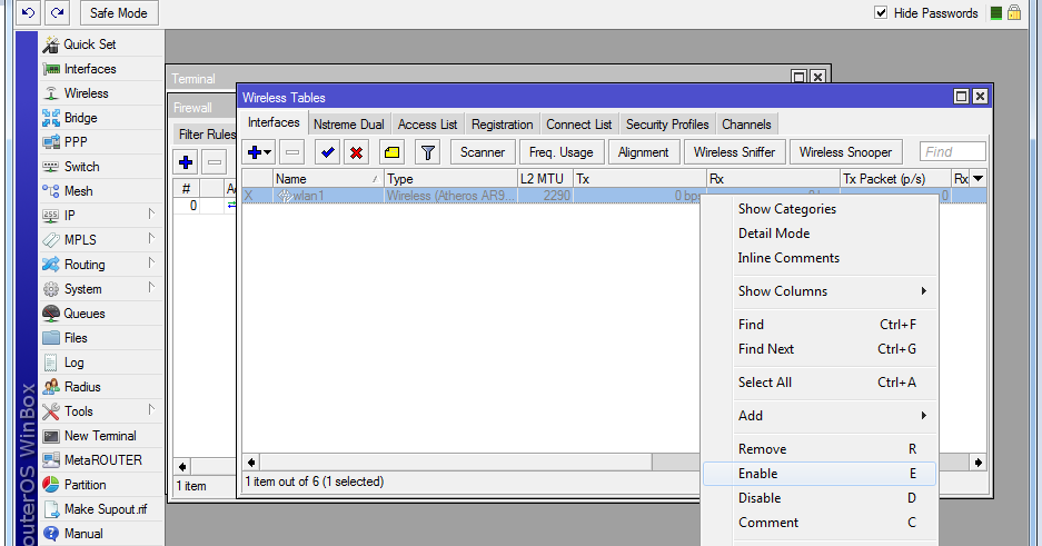 Show columns